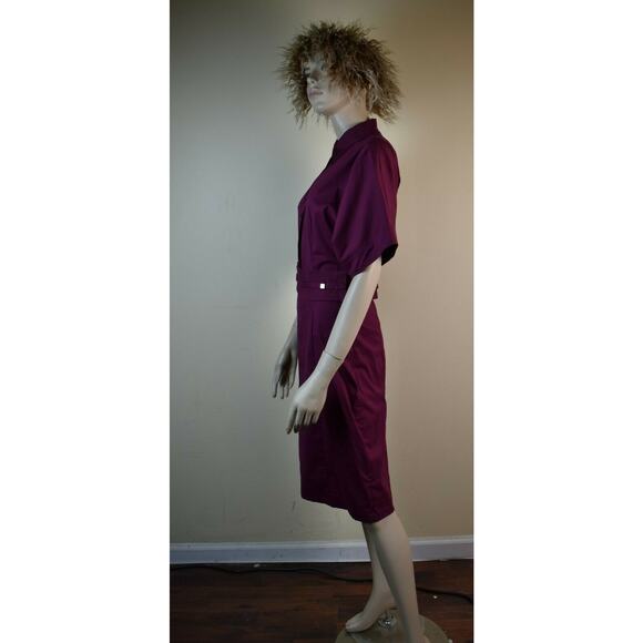 NEW GUCCI WINE COTTON KIMONO SLEEVE BUTTON BELTED MIDI DRESS 38 2 ITALY - Picture 5 of 12